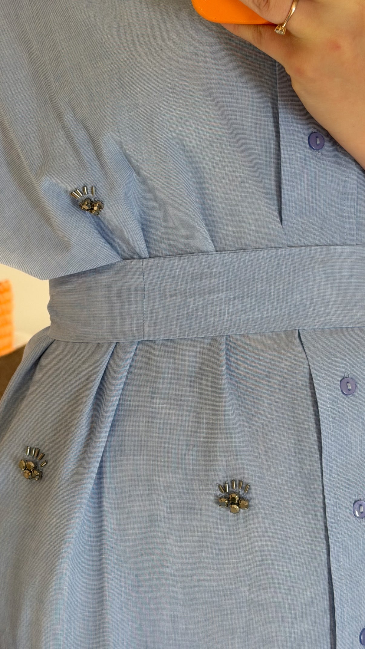 Embellished blue dress