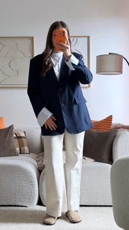 Blue blazer with reversible sleeves