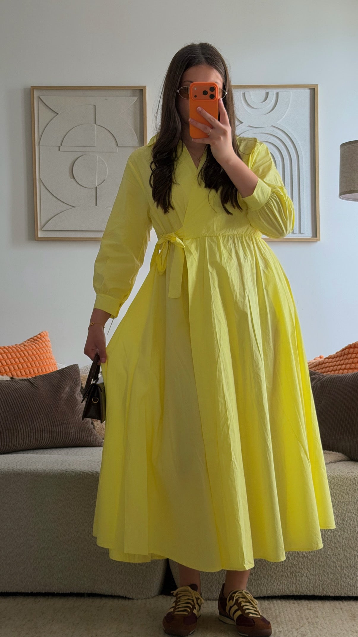 Yellow dress with tie fastening